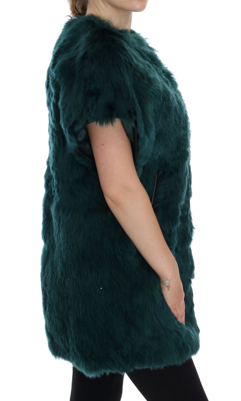 Dolce & Gabbana Green Alpaca Fur Vest Sleeveless Women's Jacket