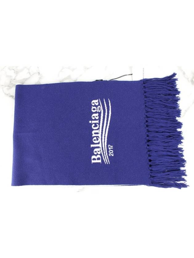 Balenciaga Wave logo wool muffler blue