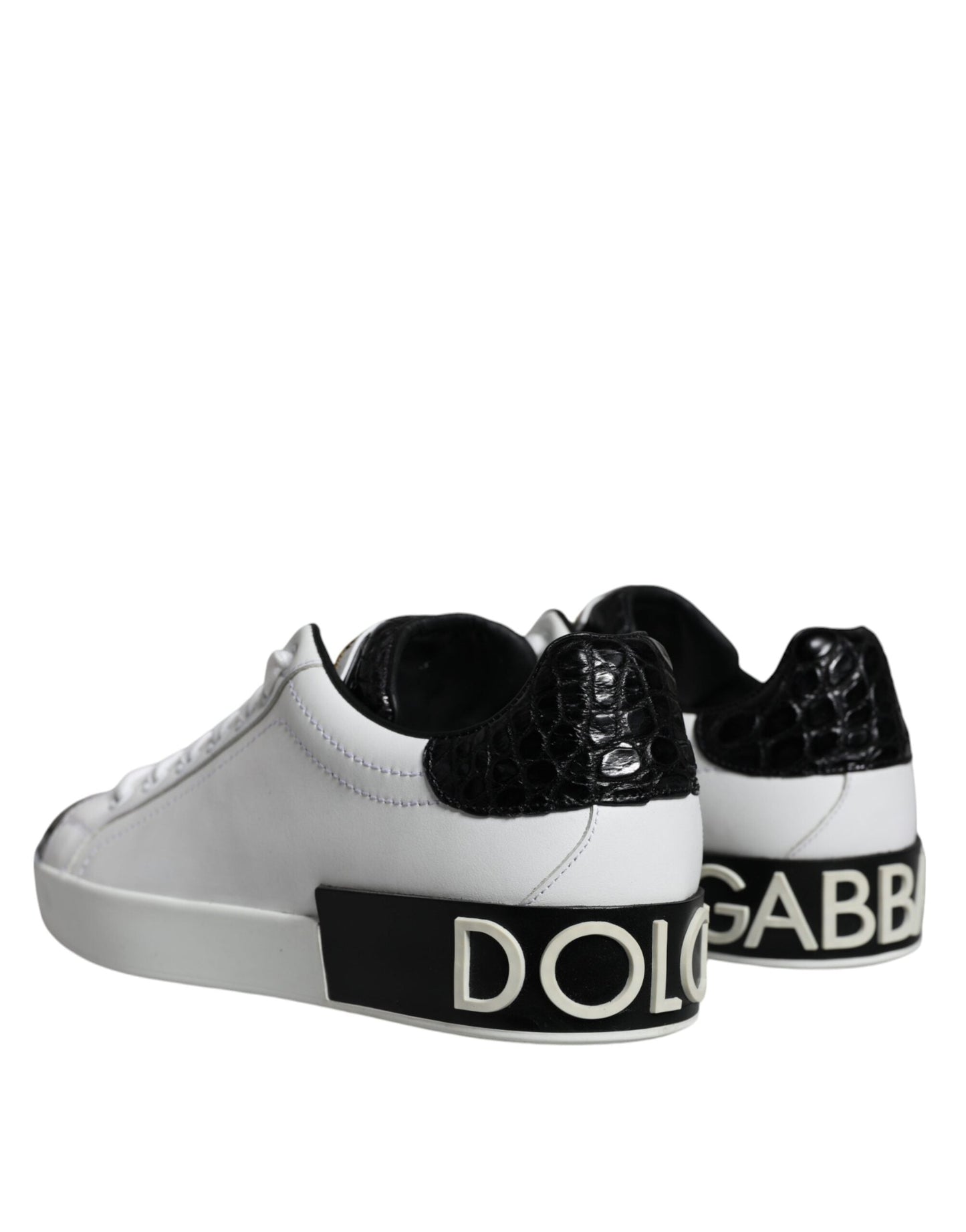 Dolce & Gabbana Black Leather Logo Portofino Sneaker Men's Shoes ()