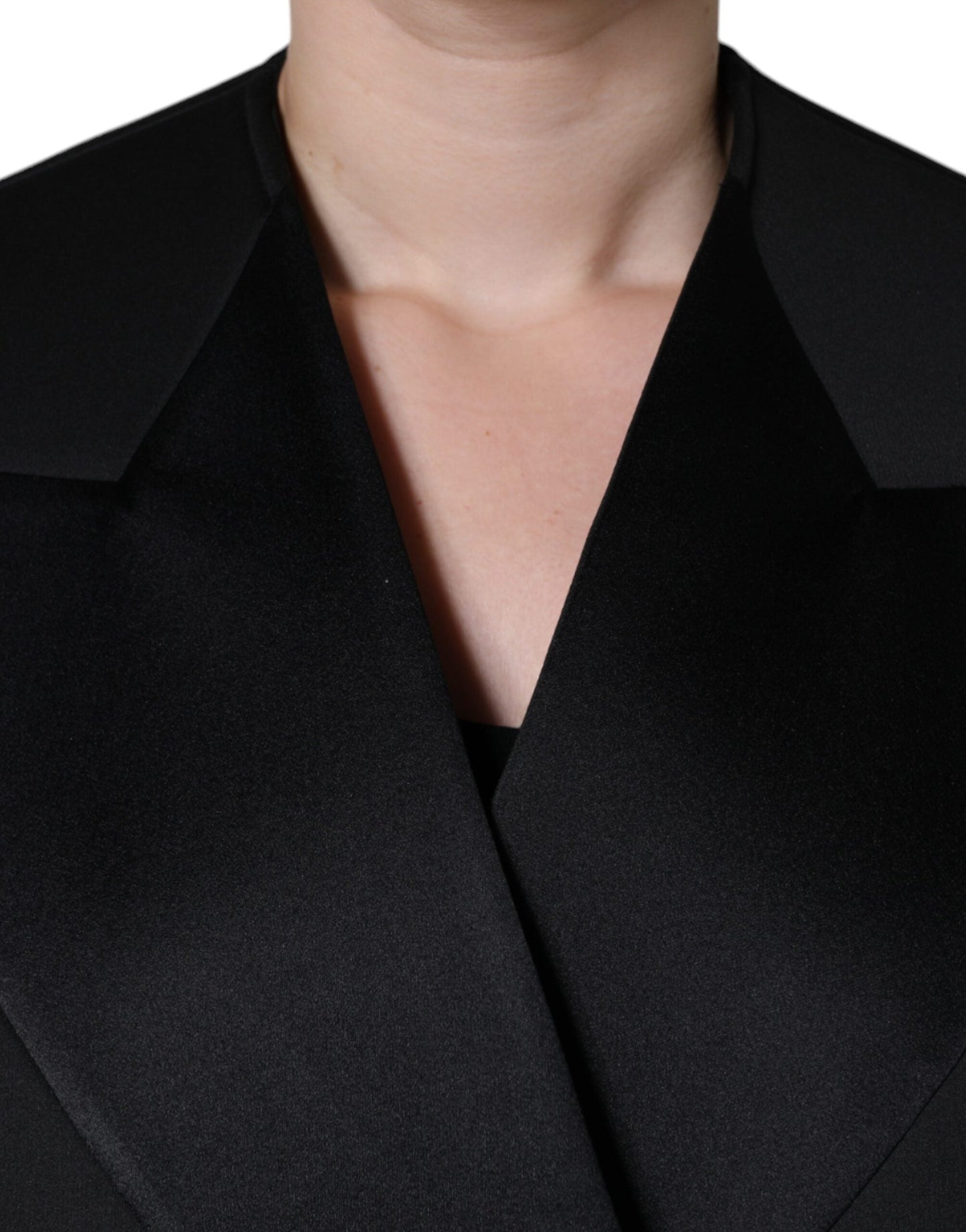 Dolce & Gabbana Black Polyester Double Breasted Coat Women's Jacket