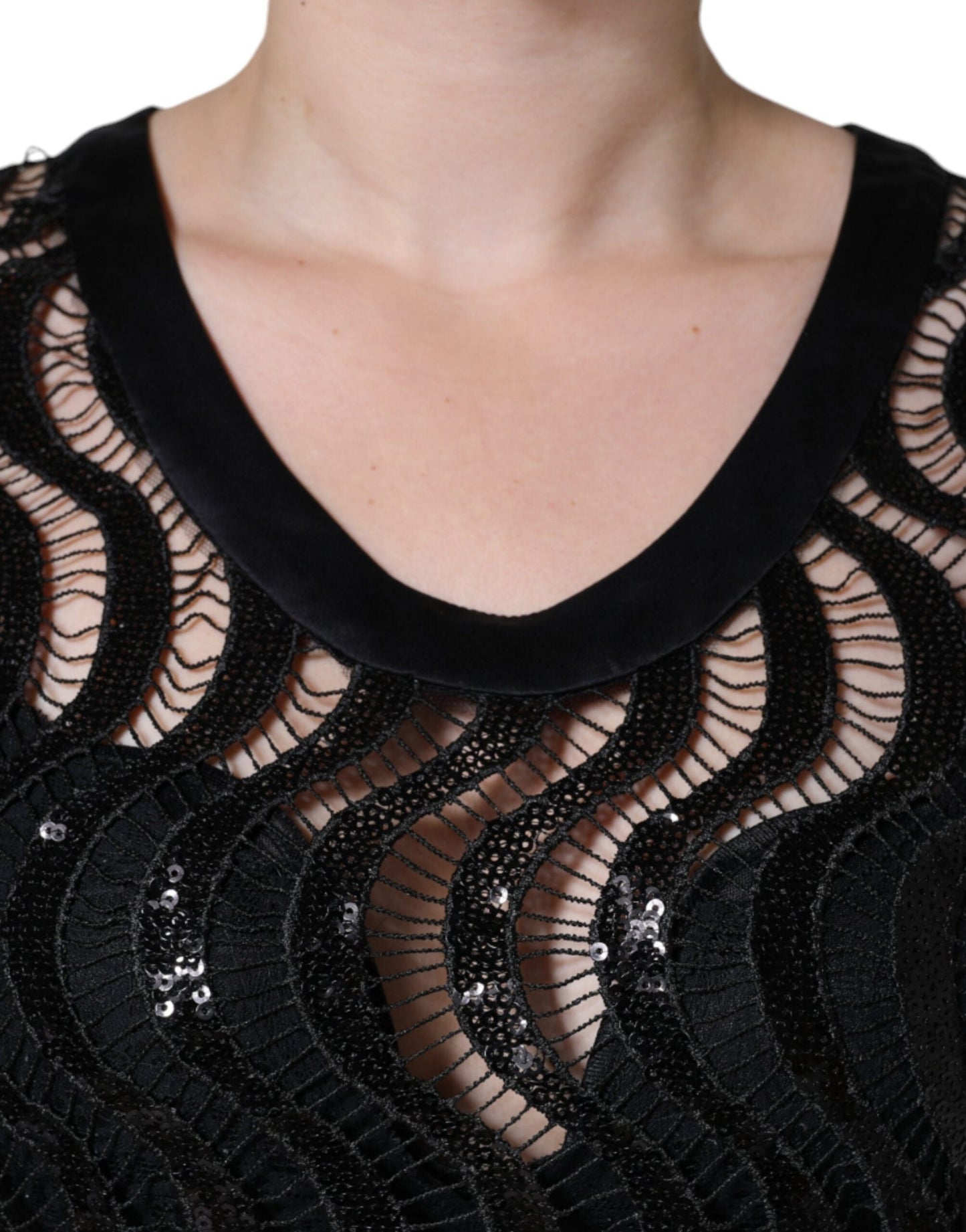 Dolce & Gabbana Black Sequin Sleeveless Tank Blouse Women's Top