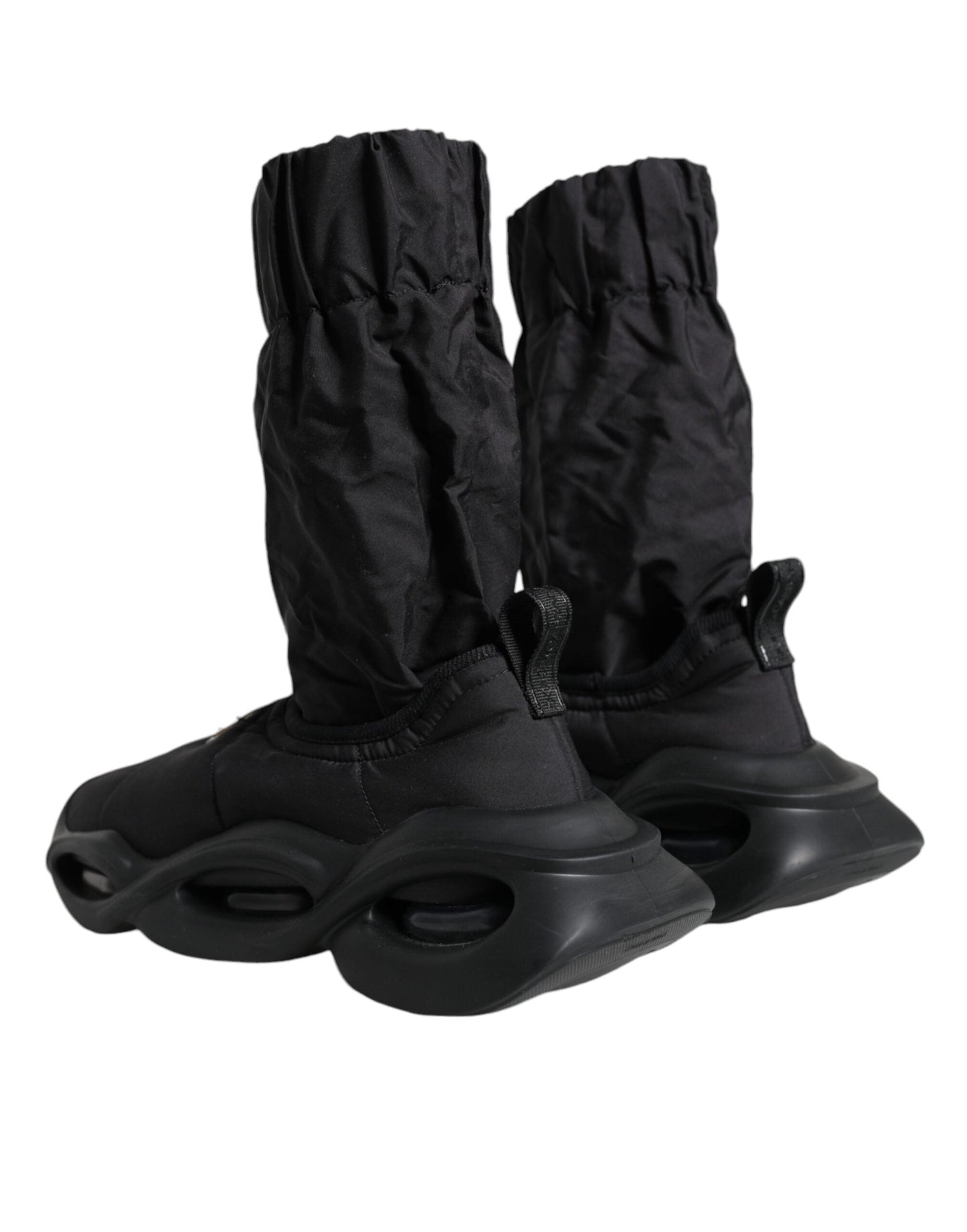 Dolce & Gabbana Black Slip On Wave Socks Sneakers Women's Shoes