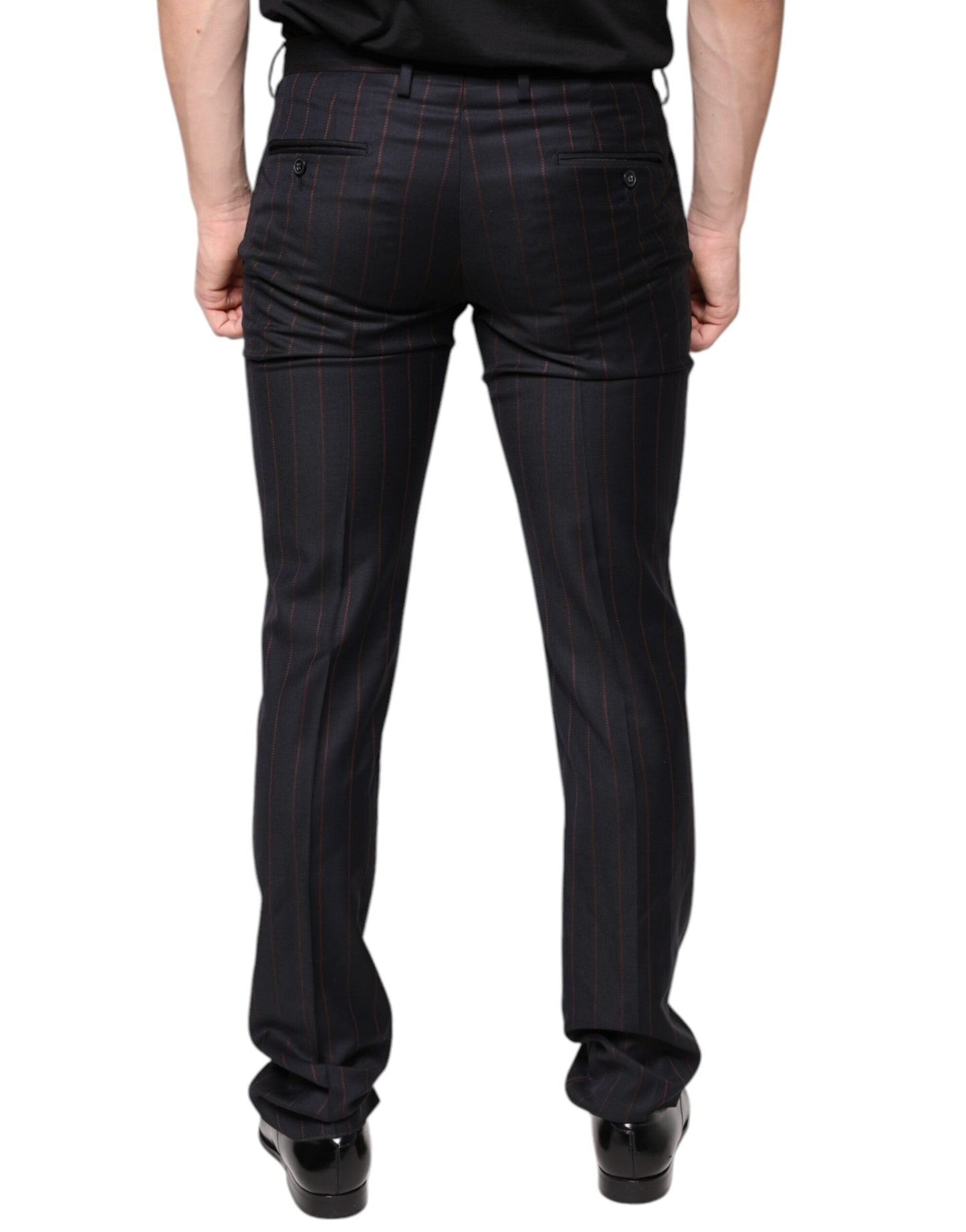 Dolce & Gabbana Black Stripes Skinny Men Dress Men's Pants