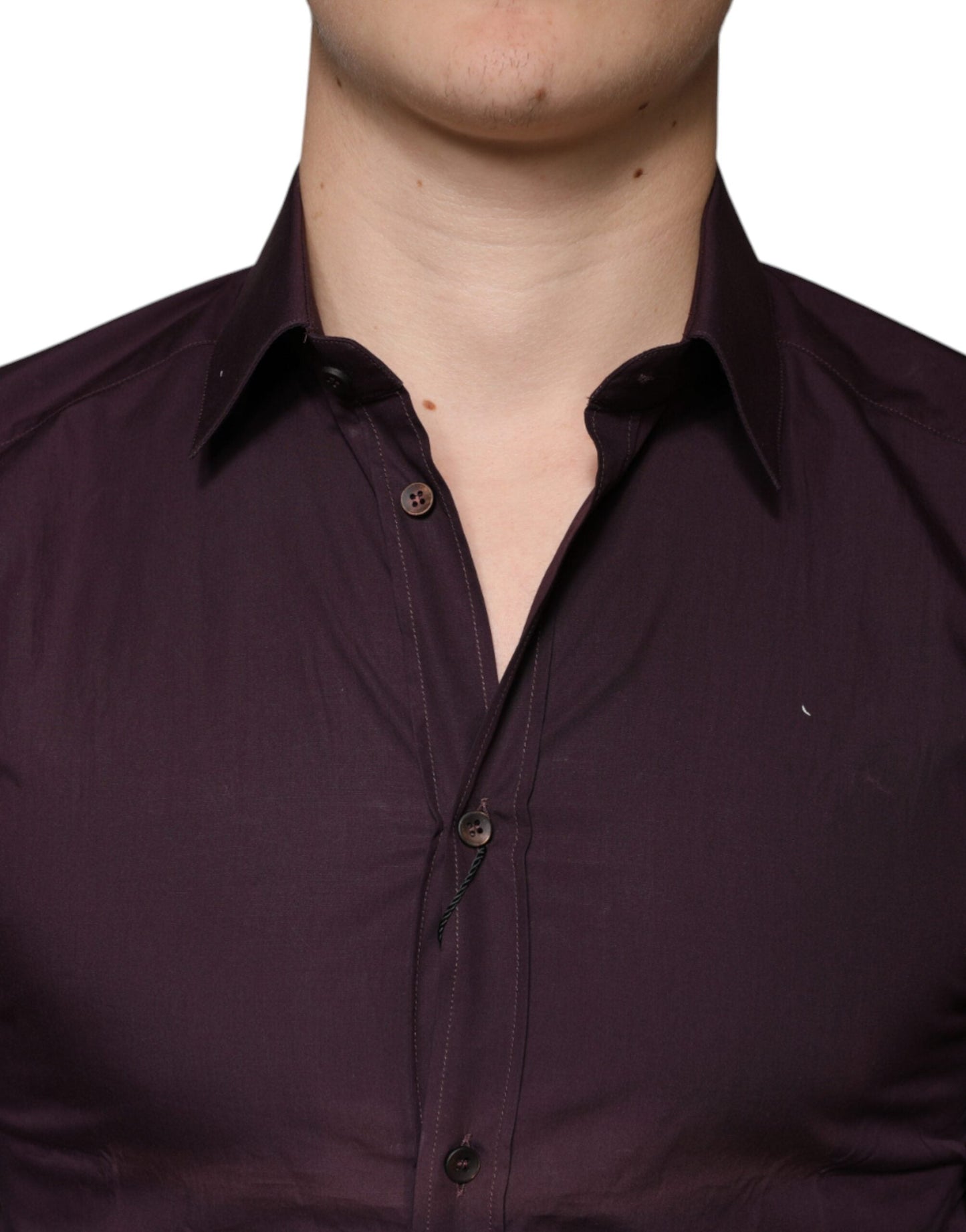 Dolce & Gabbana Dark Violet Cotton Dress GOLD Men Formal Men's Shirt ()