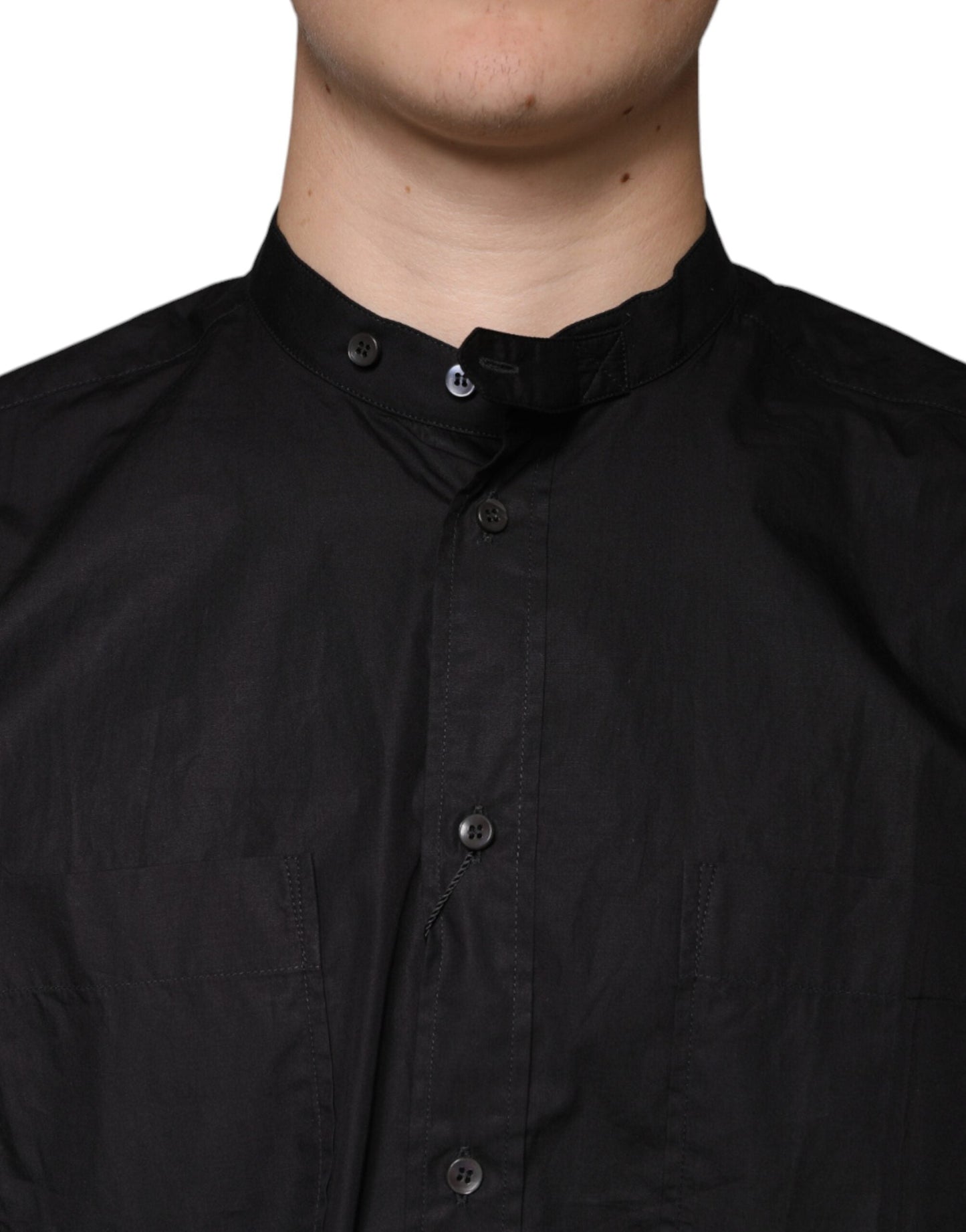 Dolce & Gabbana Black Cotton Button Down Men Casual Men's Shirt