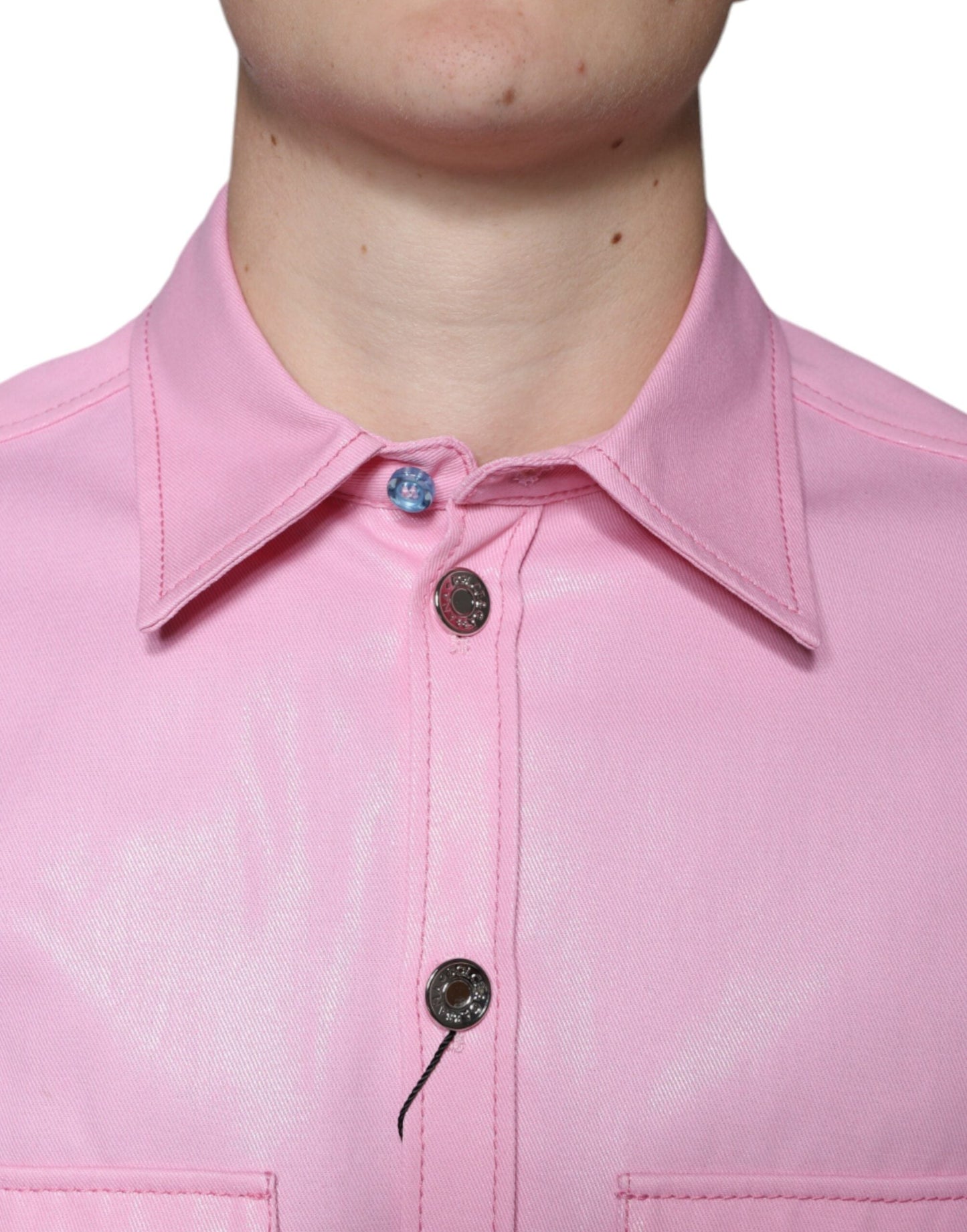 Dolce & Gabbana Pink Cotton Collared Button Down Men's Shirt ()