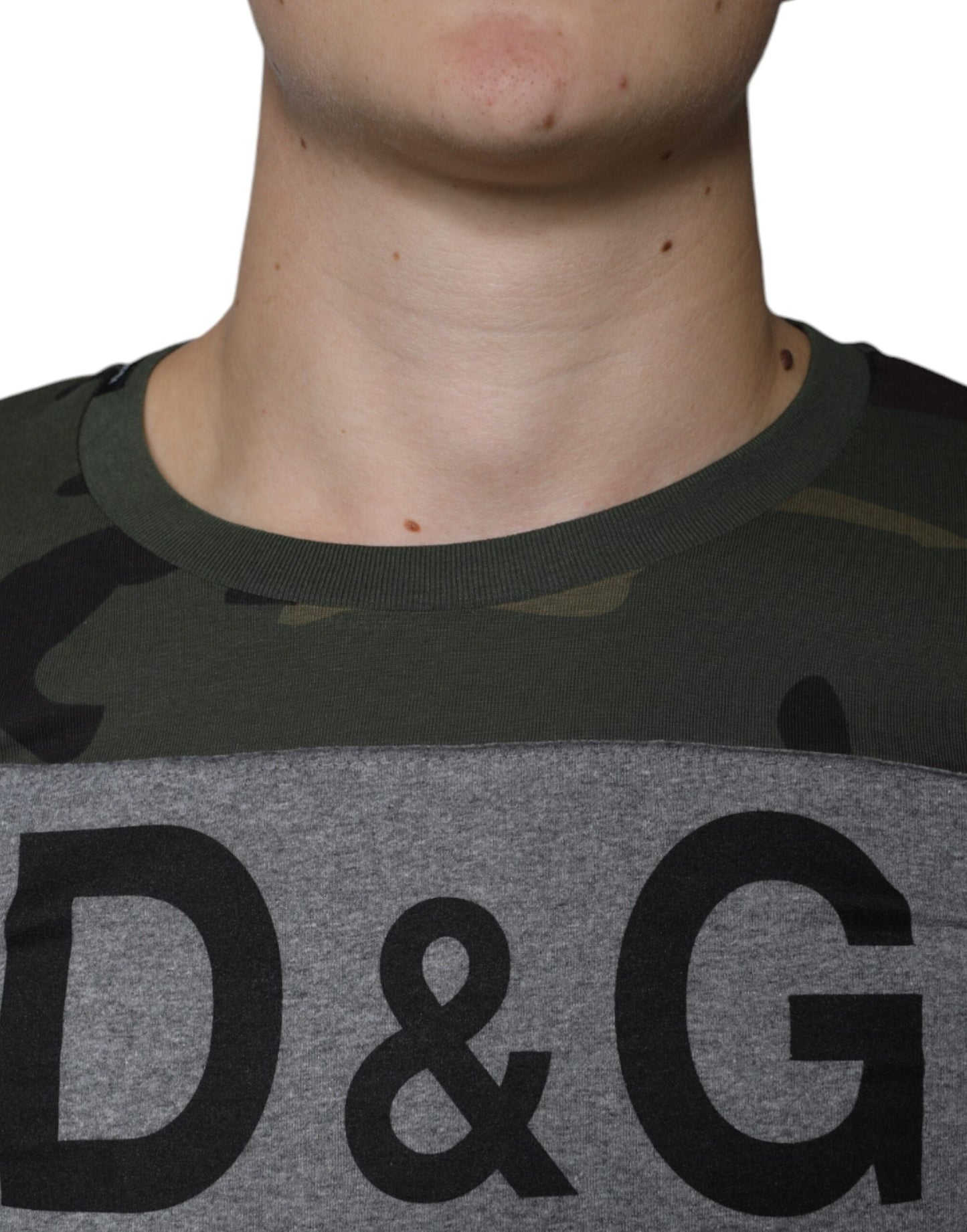 Dolce & Gabbana Multicolor Camouflage Cotton Crew Neck Men's T-shirt