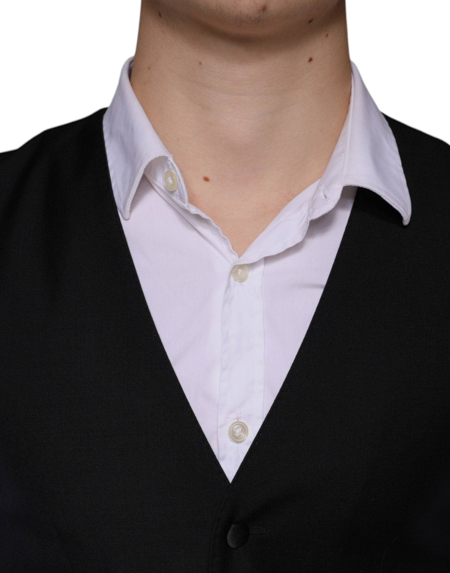 Dolce & Gabbana Black Wool Waistcoat Dress Formal Men's Vest
