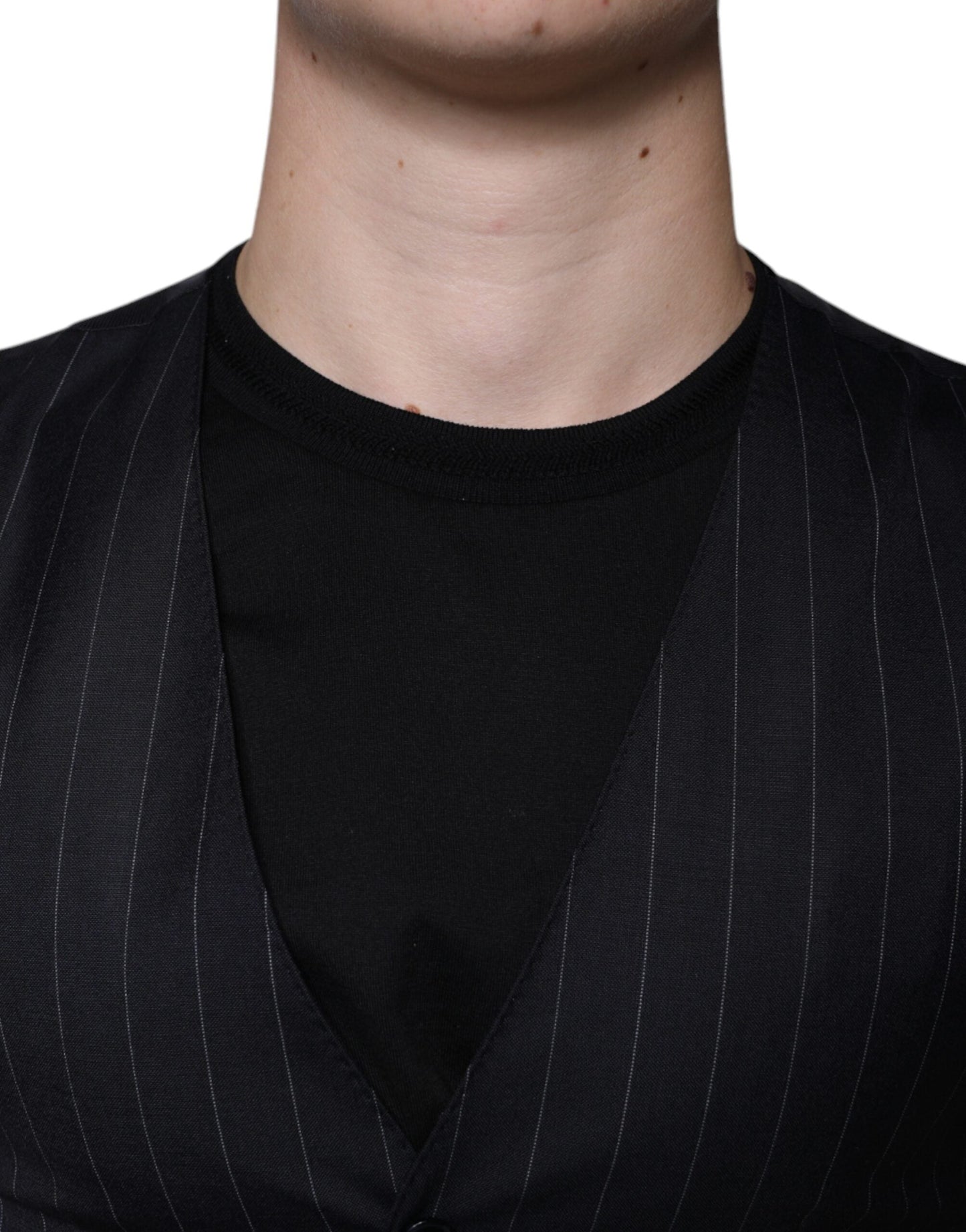 Dolce & Gabbana Black Leather Waistcoat Dress Formal Men's Vest