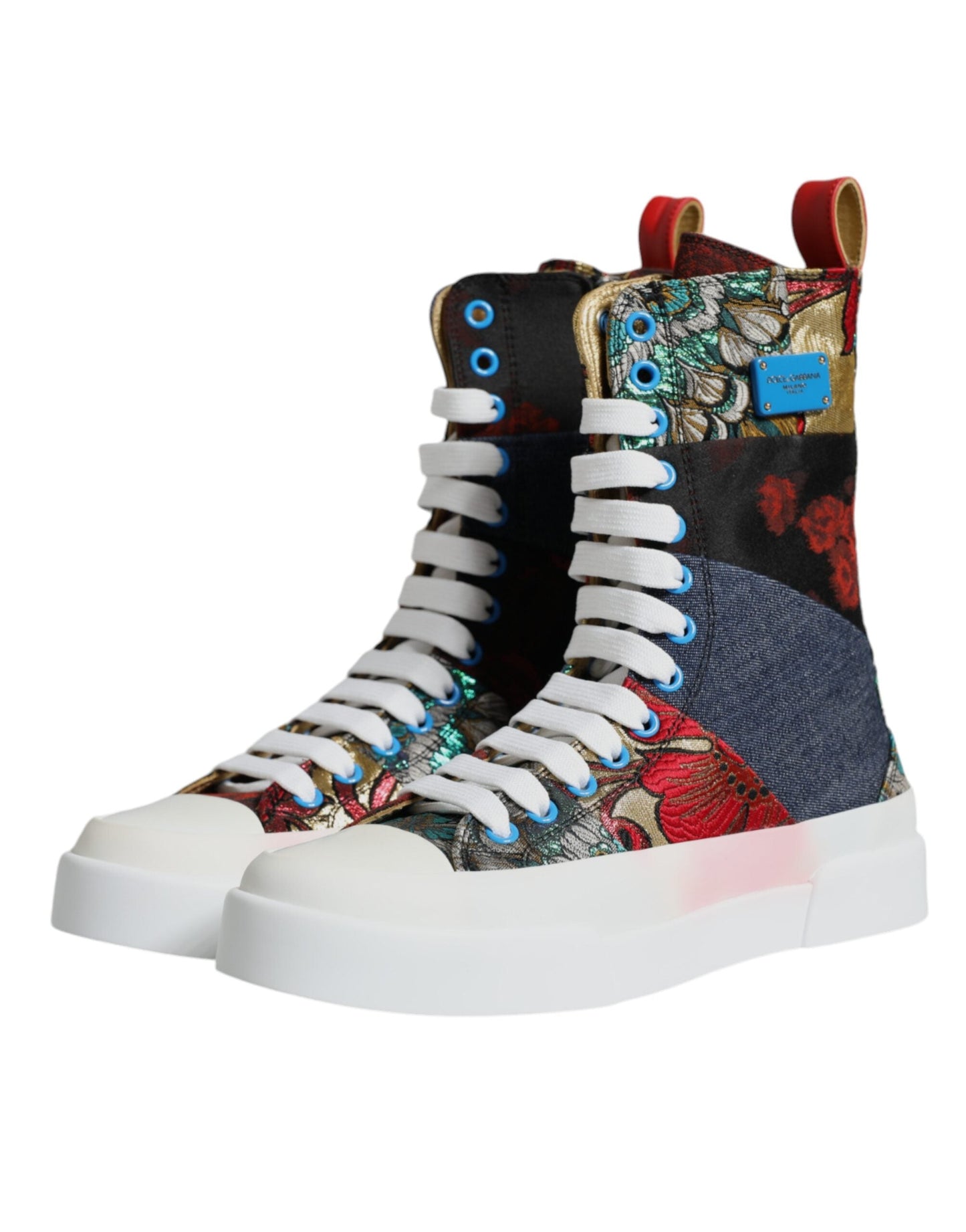 Dolce & Gabbana Multicolor Patchwork High Top Sneakers Women's Shoes ()