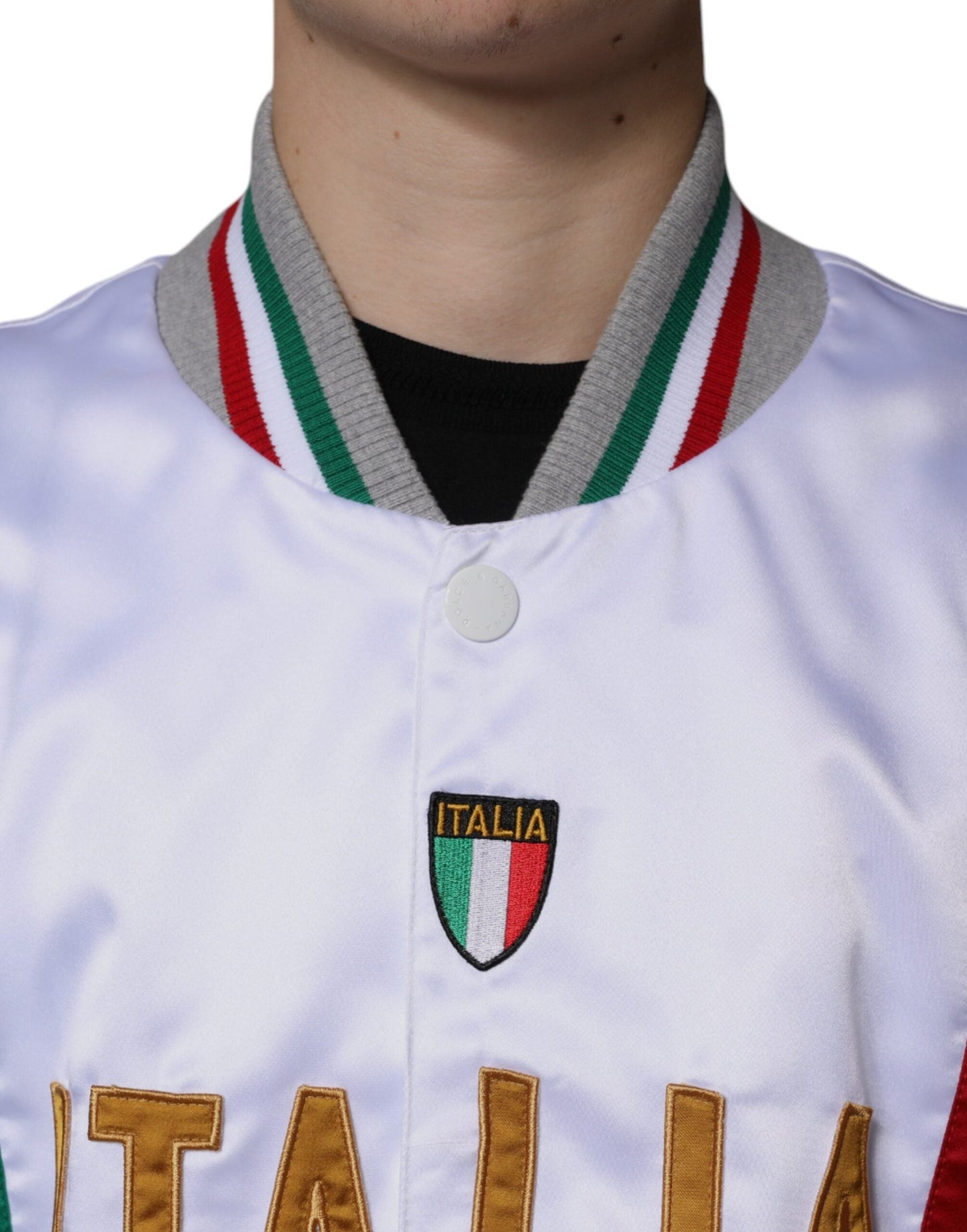 Dolce & Gabbana Multicolor Italia Button Down Bomber Men's Jacket