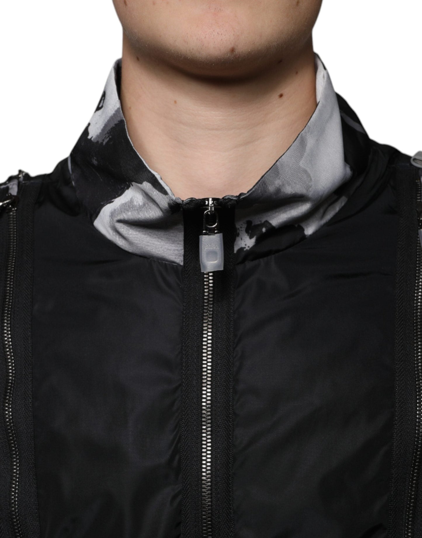 Dolce & Gabbana Black Nylon Full Zip Men Bomber Men's Jacket
