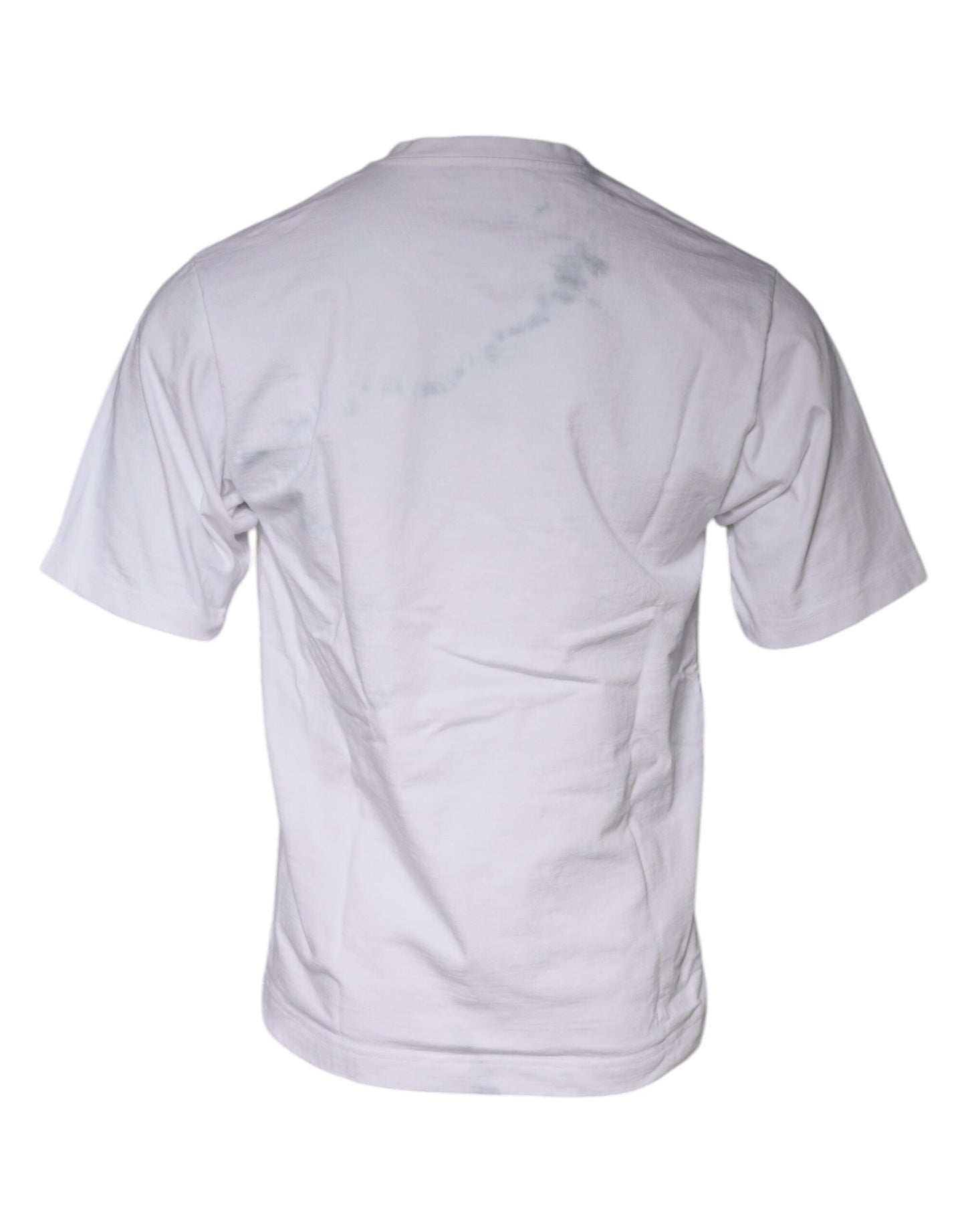 Dolce & Gabbana White Logo Print Cotton Crew Neck Men's T-shirt ()