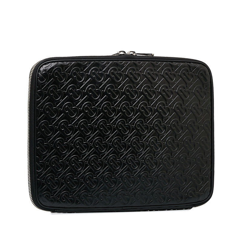 Burberry TB Monogram Second Bag PC Case Black Leather Burberry