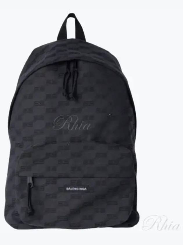 Balenciaga BB Monogram Jacquard Canvas Medium Backpack Black