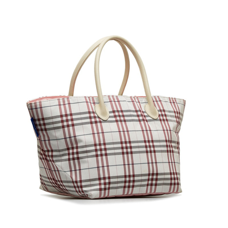Burberry Blue Label New Check Bag White Red Linen Ladies Burberry Blue Label New Check Tooth Bag White Red Linen Ladies Burberry Blue Label