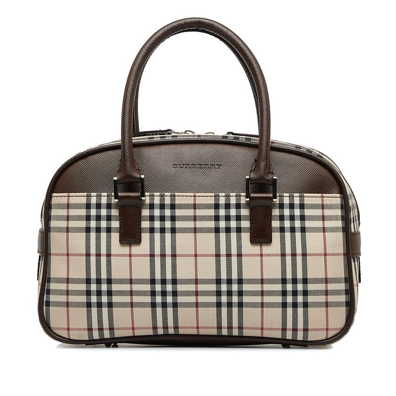 Burberry Nova Check Handbag Beige Canvas Leather Ladies