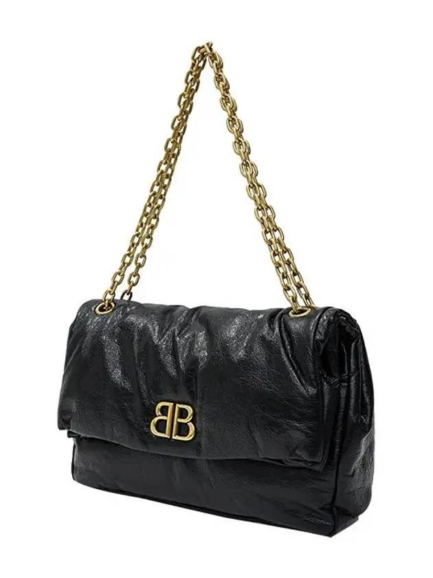 Balenciaga Monaco Chain Strap Shoulder Bag Black