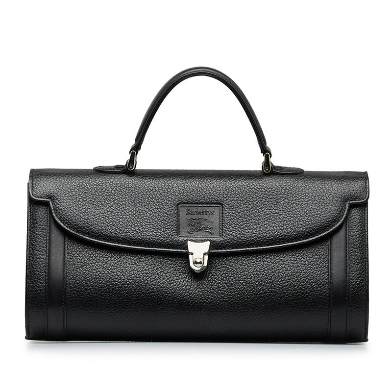 Burberry vintage new check shadow horse logo print handbag black leather ladies burberry