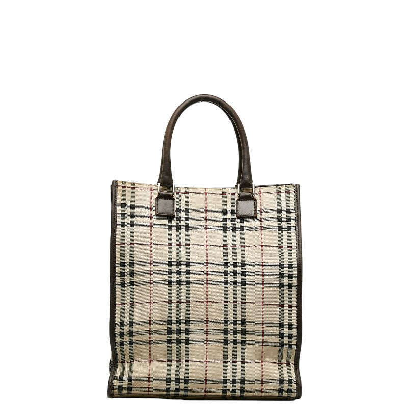Burberry Nova Check Tote Bag Beige PVC Leather Burberry