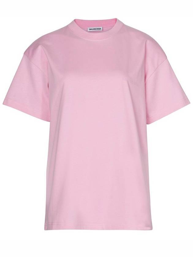 Balenciaga Women's Logo Cotton Short Sleeve T-Shirt Pink