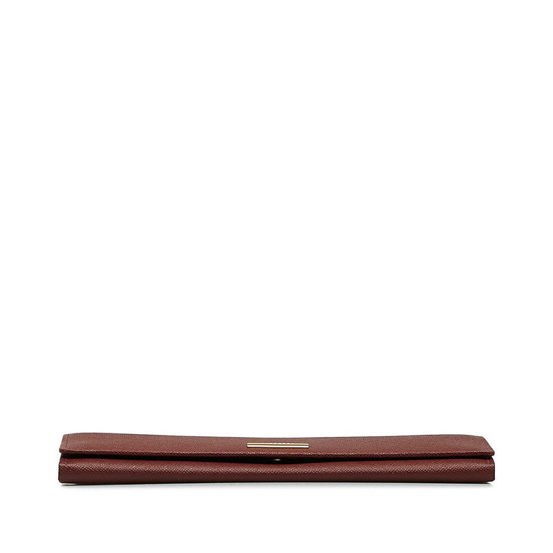 Burberry New Check Long Wallet Wine Red Bordeaux Leather Ladies