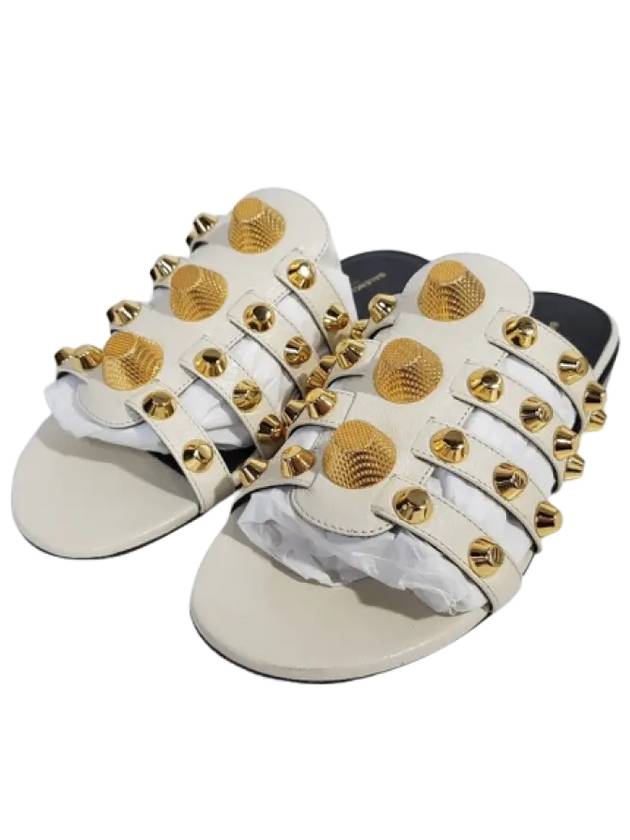 Balenciaga Stud Strap Slippers White