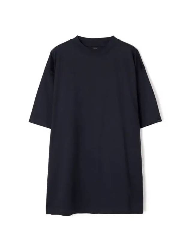 Balenciaga Cotton Crew Neck Short Sleeve T-Shirt Navy