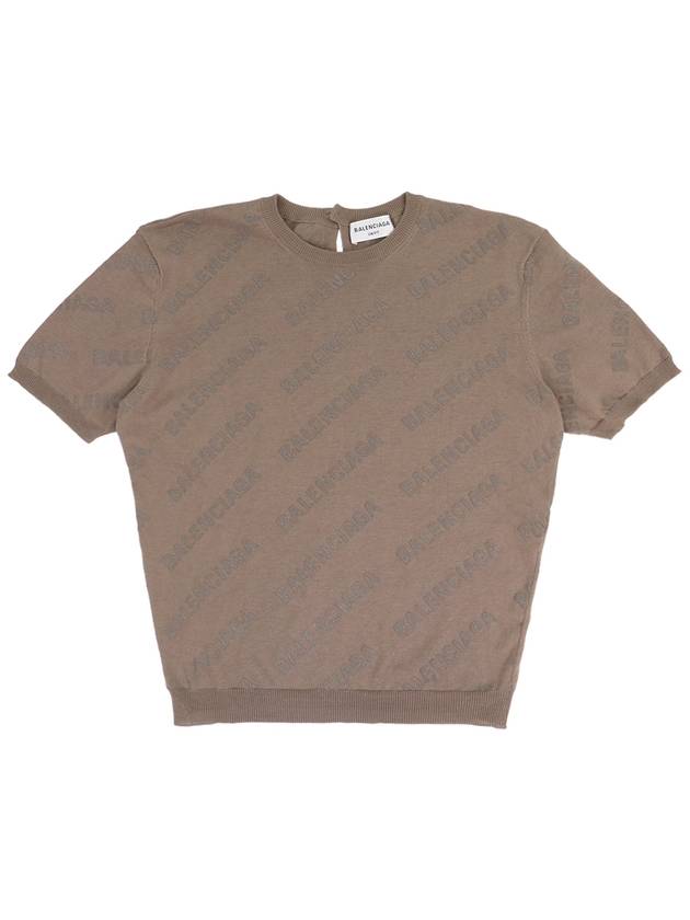 Balenciaga Cotton Diagonal Logo Short Sleeve T-Shirt Brown