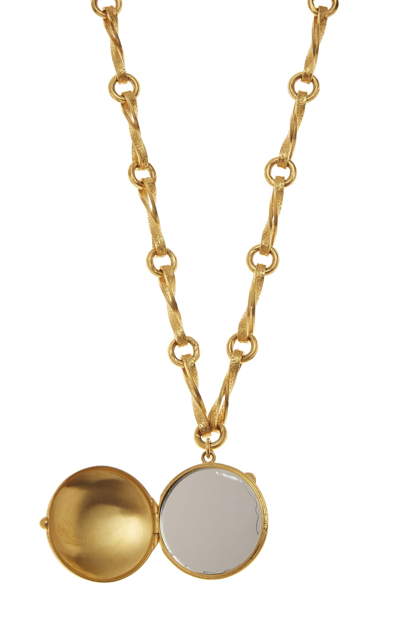 Chanel, Gold Mirror Locket Necklace, Gold