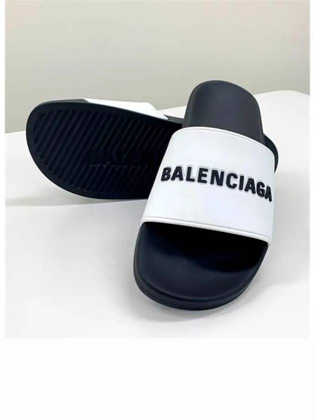 Balenciaga Logo Pool Slippers White