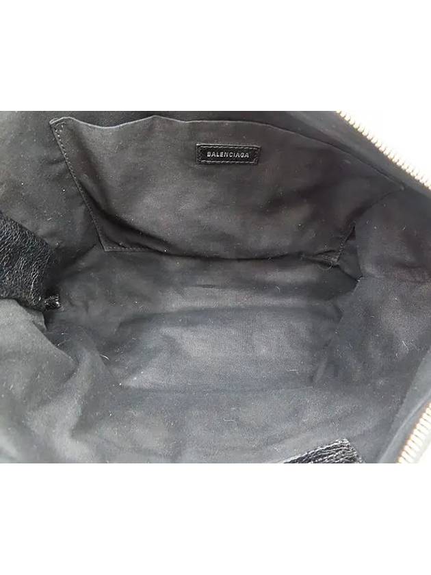 Balenciaga 362967 Black leather classic gold zip up decoration clutch bag