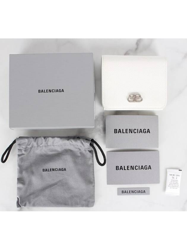 Balenciaga BB silver bi fold wallet white