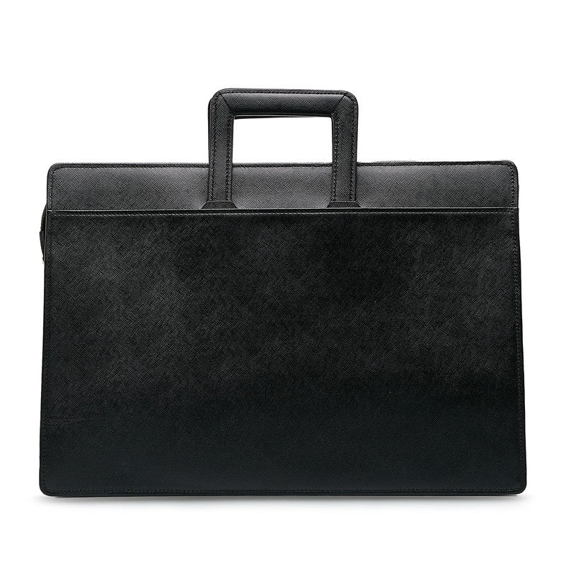 Burberry Logo Business Bag Briefcase Paper Bag Black Leather Men