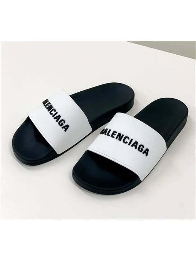Balenciaga Logo Pool Slippers White