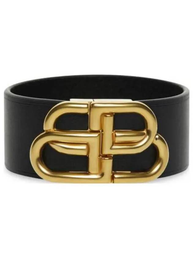 Balenciaga Double B Logo Buckle Leather Belt Black