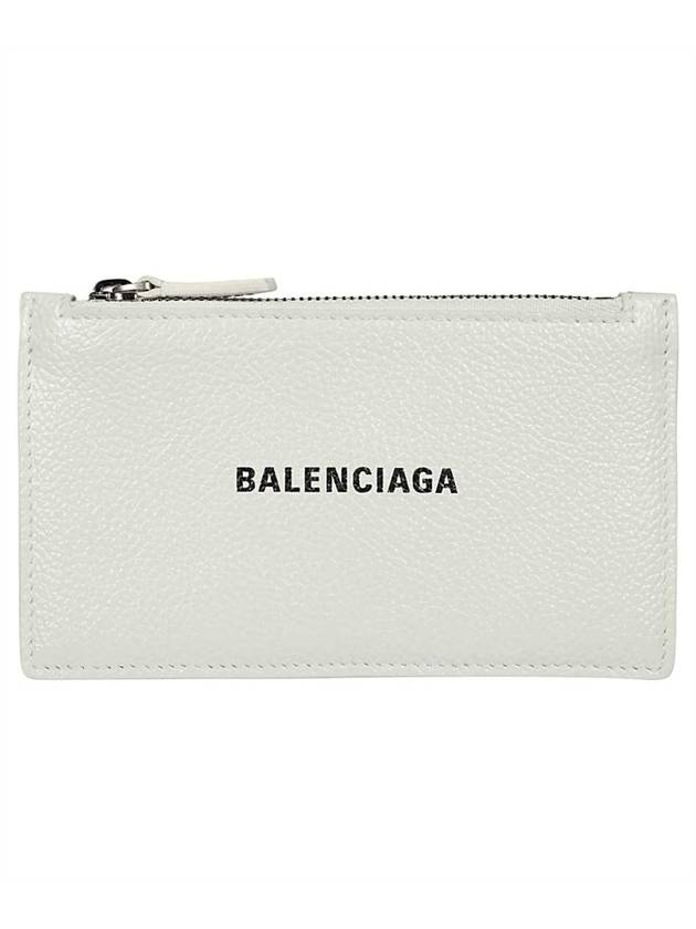 Balenciaga Logo Print Zipper Card Wallet White