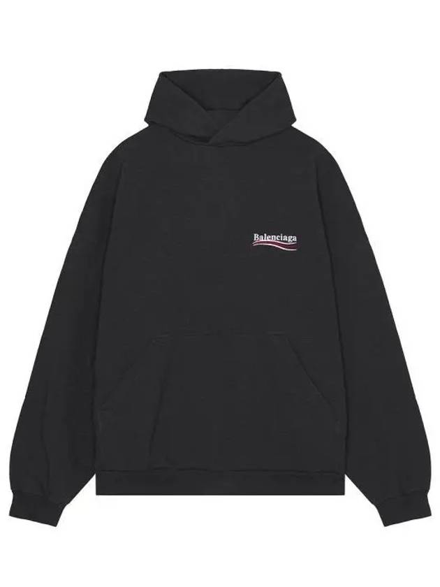 Balenciaga Embroidered Logo Cotton Hoodie Grey