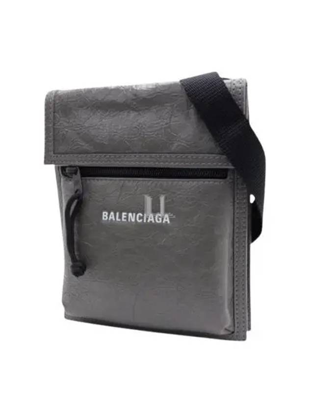 Balenciaga Explorer Leather Cross Bag Grey