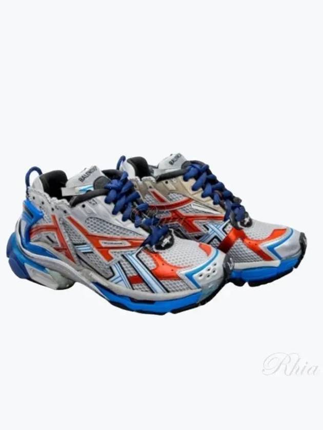 Balenciaga Effect Mesh Runner Low Top Sneakers Grey Blue