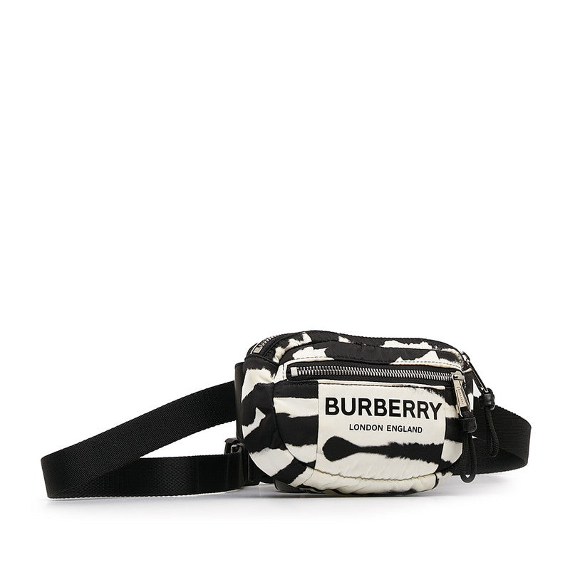 Burberry Logo Zebra Body Bag White Black Nylon Burberry