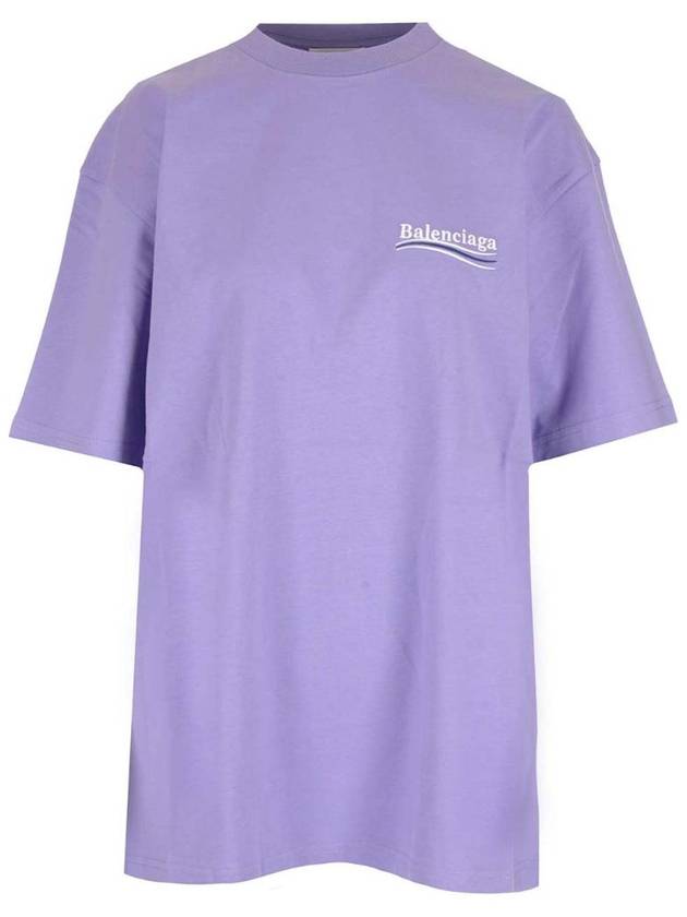 Balenciaga Wave Logo Political Campaign Large Fit Short Sleeve T-Shirt Purple