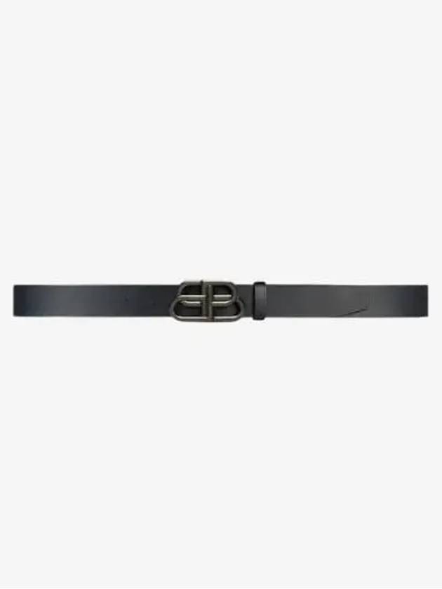 Balenciaga Buckle Logo Leather Belt Black