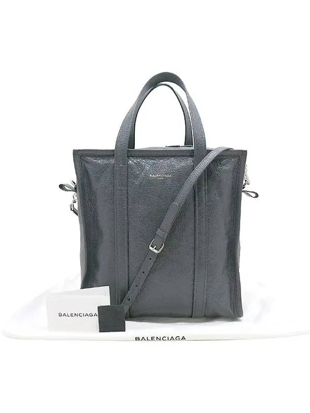Balenciaga 513990 Gray color leather small bazaar shopper tote bag shoulder strap