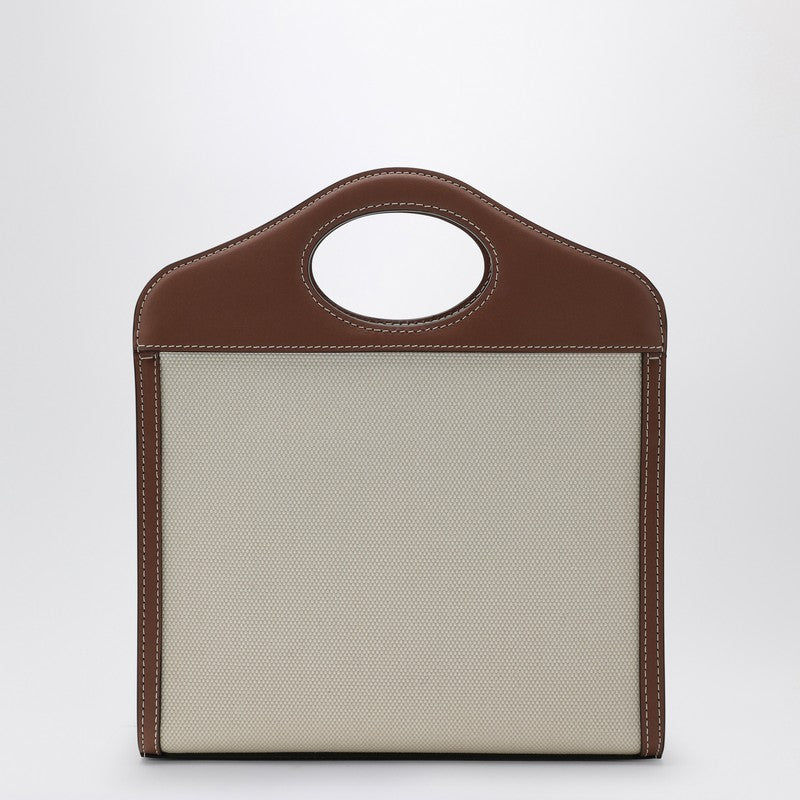 Burberry Pocket Tote Bag In Canvas And Leather Women