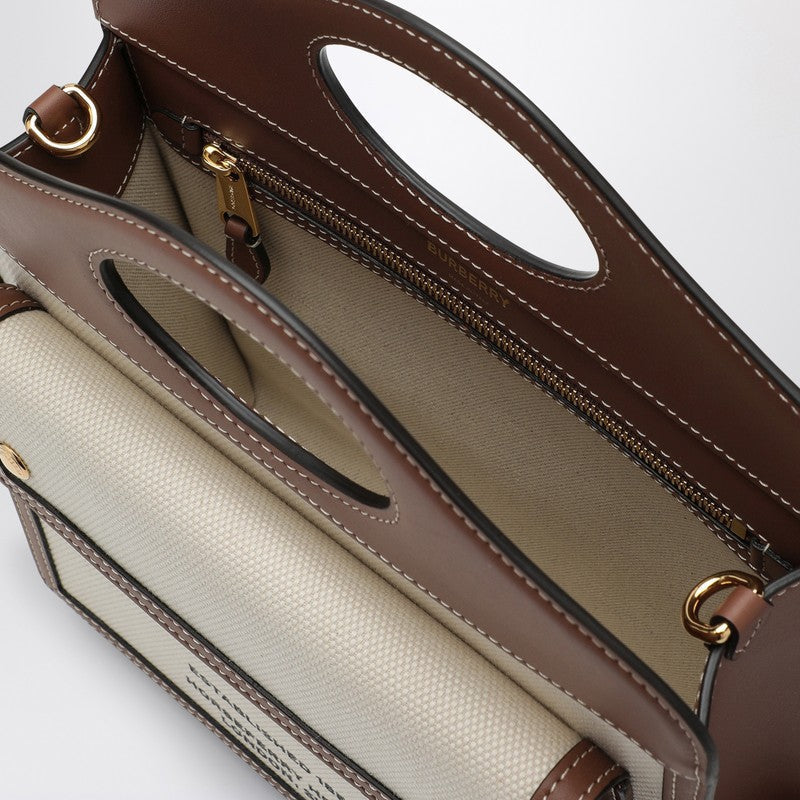 Burberry Pocket Tote Bag In Canvas And Leather Women