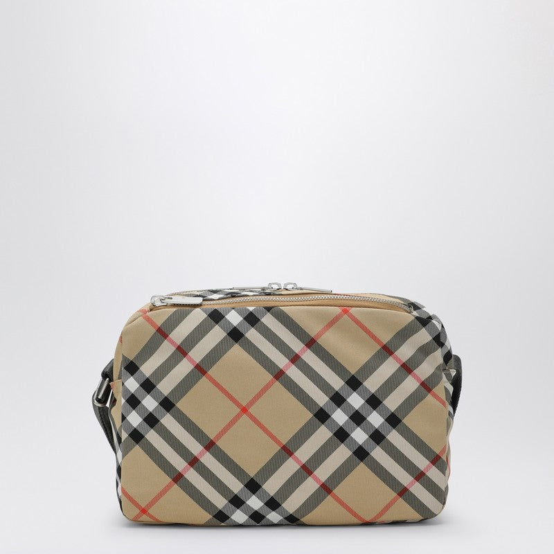Burberry Check Patterned Beige Shoulder Bag Men