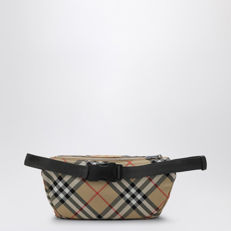 Burberry Check Patterned Beige Waist Bag Men