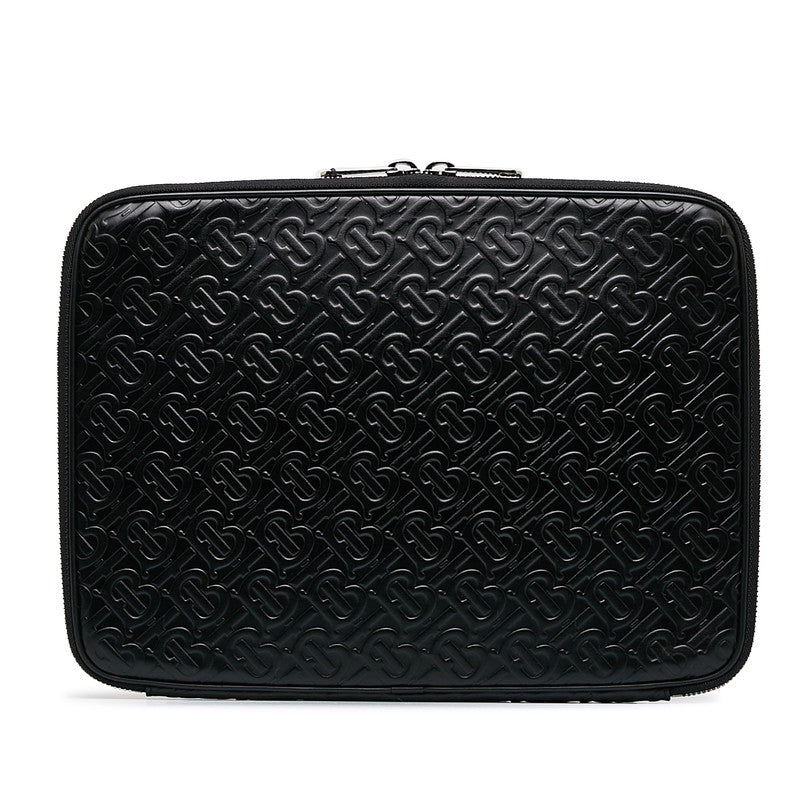 Burberry TB Monogram Second Bag PC Case Black Leather Burberry