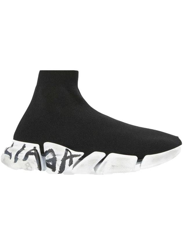 Balenciaga Speed 2.0 Graffiti Knit High Top Sneakers Black